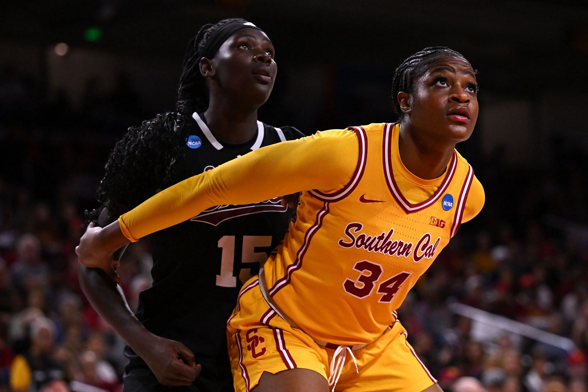 Former Mississippi State star Madina Okot (L) guarding Clarice Akunwafo (R) - Source: Getty